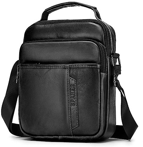SPAHER Handtasche Herren Tasche Leder Umhaengen Handgelenktasche Herren Umhängetaschen Maenner leder Schultertasche Herren Klein Herrentasche Zum Umhängen