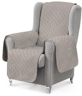 Textilhome Sofaschoner Relax Luka – Sofa- & Sesselschoner für 1-Sitzer (55 cm), gepolstert & wendbar, Sofaüberwurf und Sofaschutz in Elfenbein, Oeko-TEX® Zertifiziert
