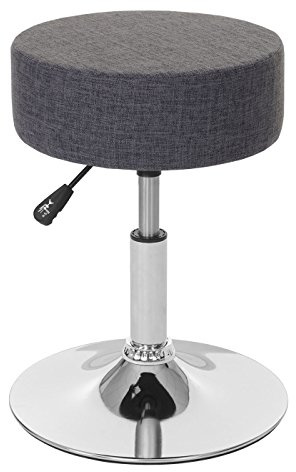 Mendler Hocker HWC-C22 Ø35cm - Textil, grau | Sitzhocker, Schminkhocker, höhenverstellbar