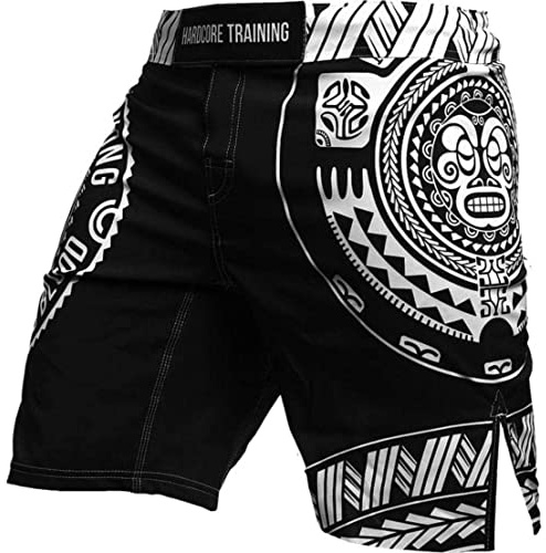 Hardcore Training TA Moko Schwarz Fight Shorts Kurze Hose Herren MMA BJJ Grappling Fitness Boxen Muay Thai No Gi Sporthose