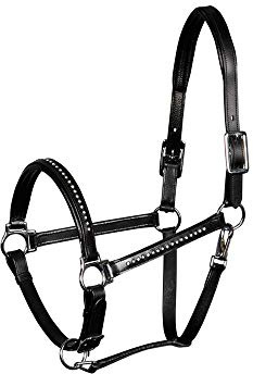 Harry's Horse Halster Leder Finesse Crystal, Farbe:schwarz, Größe:cob
