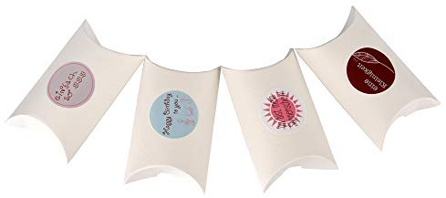 ewtshop® 24 kleine Geschenkboxen Kissen in beige, naturweiß, 24 Aufkleber, Geschenkschachteln, Pralinenschachtel, Adventskalender