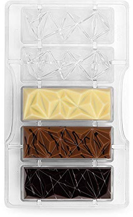 Decora 0050153 SCHOKOLADENFORM TAFEL Serena 5 CAV. 85X31X15HMM 200X120X22HMM, Polycarbonate, Durchsichtig, Durchsichtig