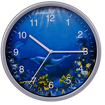 Keygift Dolphins Wall Clock 8 Inch Silent Non-Ticking Battery Operated Ocean Clock Easy to Read