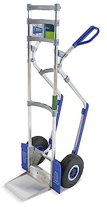 Vollmontierte EXPRESSO Alu Profi- Sackkarre mit klappbarer Schaufel AE201124K / 250kg / Für Getränkekisten & Fässer/Schwerlast-Luftreifen