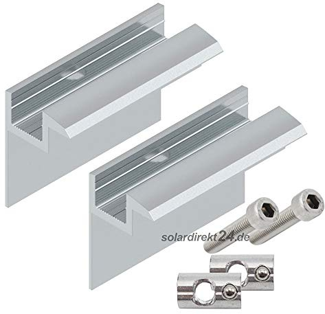 2er-Set Endklemme für 40 mm Module silber inkl. Schrauben Solar Photovoltaik PV 0% MwSt.