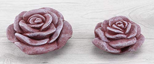 STEINFIGUREN SPICKER Steinfigur Rose Rosenblüte 2er Set, Blüte, Blume, Steinguss, Gartenfigur, Stein, Rot Patina
