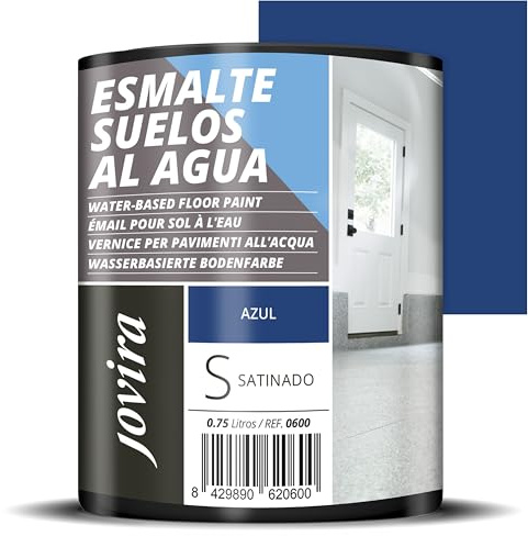 JOVIRA PINTURAS Esmalte Suelos al Agua. Especial para suelos de garajes, almacenes, gimnasios, lavanderías, parques infantiles, pistas deportivas, etc. (750 Mililitros, Azul) C-12