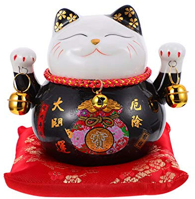VICASKY Glückliche Katzenverzierung Münzbank Aus Keramik Autospielzeug Katzenfigur Aus Porzellan Glückskatze Winkt Mit Dem Arm Maneki Neko Aus Porzellan Daruma Schreibtisch Kind Geldtopf