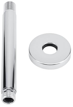 Shower Arms Pipe Square Stainless Steel Shower Head Extension Ceiling Mount Shower Head Extender for G 1/2 Stainless Steel Top Shower Arm Pipe Extension (Chrome Finish)(15cm/6in)