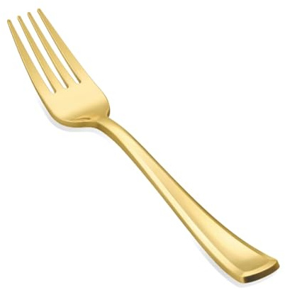N9R 180PCS Gold Plastic Forks, Solid, Durable and Heavy Duty Plastic Forks, Perfect Utensils for Parties, Weddings and other Formal Events