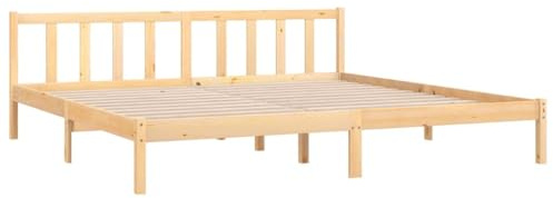 vidaXL Massivholzbett, Holzbett Bett für Schlafzimmer, Bettrahmen Bettgestell mit Lattenrost, Doppelbett Schlafzimmermöbel, Kiefer 180x200cm