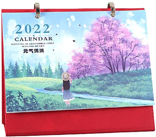 YMXWFC Tischkalender 2022 Zarte Ledertischkalender 2022, einfacher schöner Schreibtischkalender, vertikales Papier Multifunktionszeitplanplan Notebook Rekordzeit (Color : Type-F)
