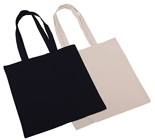Natursache 10 Stück Tragetaschen 100% Baumwolle 38 x 42cm mit Langen Henkeln