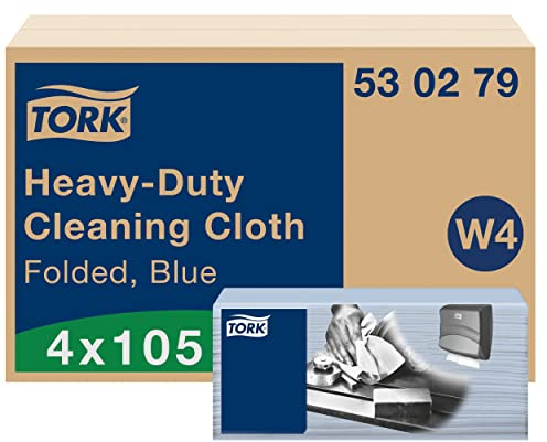 Tork Extra Starke Reinigungstücher Blau W4, stark und saugfähig, 5 × 105 Tücher, 530279 | Blau stark und saugfähig