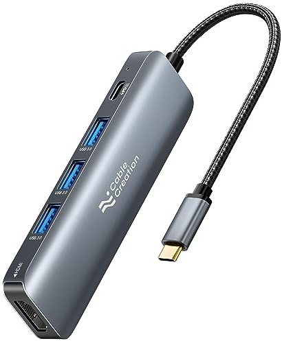 USB C Hub, CableCreation 5 in 1 USB C auf HDMI Multiport Adapter, 100W PD, 3 USB 3.0 Ports für MacBook Pro, MacBook Air M1/M2, iPad Pro, Surface Pro, XPS