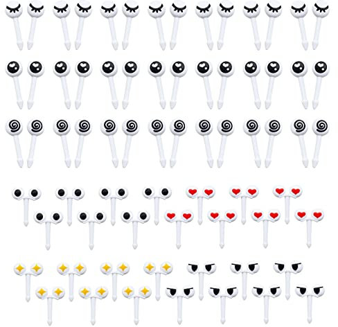 VEGCOO 70 Stück Kinder Bento Obstgabeln, Niedlich Mini Augen Obstgabeln, Brotdosen Zubehör, Piekser Kinder, Kuchen Essen Spieße für Erwachsene Desserts Obst Mittagessen Party (Weiß)