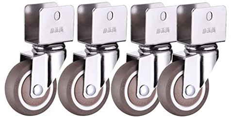 FREAZE 50mm U-Typ Halterung Lenkrollen Für Kinderbetten, Gummi Räder Kein Geräusch, Möbelrollen Mit Schrauben U-Typ Halterung-16mm/18mm/20mm/22mm/25mm (Color : 4swivel, Size : 16mm)