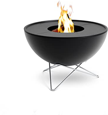 höfats - Juego de plancha Bowl 70 profunda - combustión con poco humo - brasero y parrilla - Cesta de fuego inclinable con 2 planchas de plancha - Acero esmaltado - negro, diámetro de 70 cm