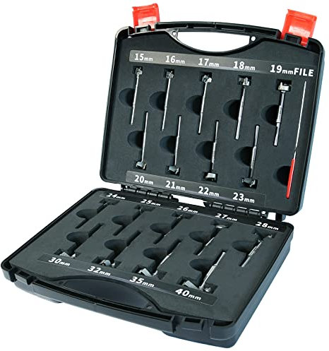 Forstner Bit Set 18 Pcs, Ø15-40mm Forstner Bit Set for Wood, High Speed Forster Bites Set with Storage Case, Carbide Tipped Foster Drill Bit Set for Woodworking (Round Shank)