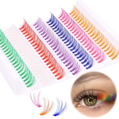 140 Pcs Farbige Falsche Wimpern Bunte Wimpern 16mm 7 Farben Extension