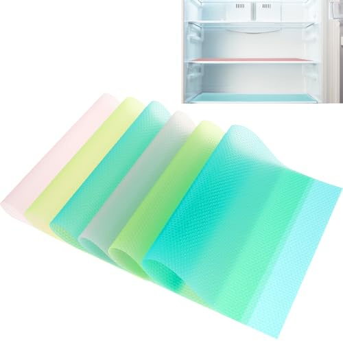 6Pcs Fridge Shelf Liner Waterproof Refrigerator Mats Non-slip Antibacterial Fridge Liners Refrigerator Pad Reusable Multipurpose Refrigerator Shelf Pads for Freezer Cupboard Cabinet Drawers 45 X 29cm