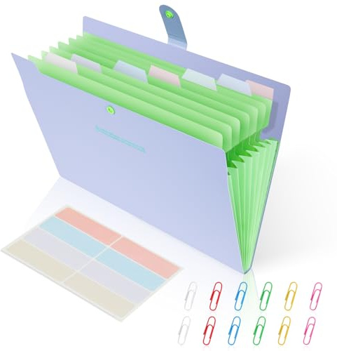 AUAUY 8 Gitter Akkordeontaschen Ordner, Ordnungsmappe A4, Erweiterbare Aktenordner Mappen Ordnersystem Document Folder Grosse Kapazität Aktenordne Document Organizer für Zuhause Büro Schule Auf Reisen