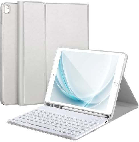 AHYWTAN Funda de teclado para iPad 9/8/7ª generación de 10.2 pulgadas, funda con teclado iPad de 10.2 pulgadas, teclado para iPad de 9ª generación, teclado Bluetooth para iPad 10.2, funda de teclado