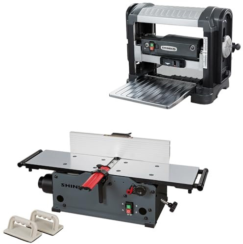 Shinko DH330 + AH200 Kit de raboteuse avec arbre en spirale, largeur de rabotage 330 mm, moteur 1800 W, tables en fonte d'aluminium, mobile et précis