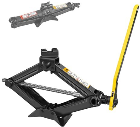 Scherenwagenheber 2.0T mit Ratschenschlüssel, für Autos, Transporter, Wohnwagen, Wagenheber aus Stahl, verstellbare Höhe von 115mm bis 390mm, Leichter Wagenheber