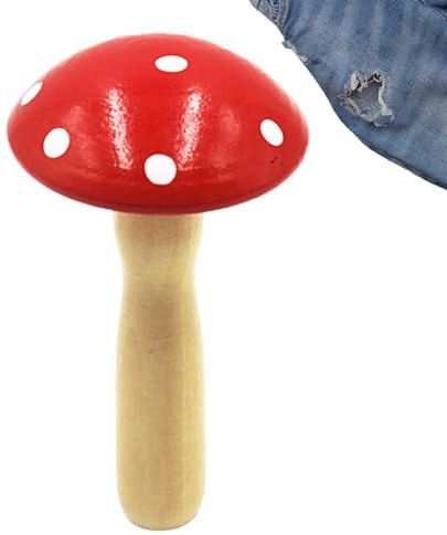 Shitafe Wood Darning Mushroom - Wooden Small Darning Mushroom - Lightweight Sewing Darning Accessory, Portable Patching Tool with Handle for Grandma