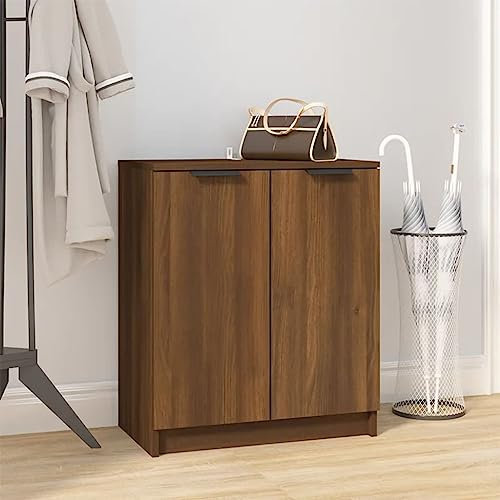 DYRJDJWIDHW schuhschrank schmal,Shoe Rack,schuhregal platzsparend,Schuhschrank Braun Eichen-Optik 59x35x70 cm HolzwerkstoffFür Türöffnungen, Korridore
