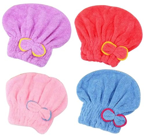 Haartrocknungskappe 4pcs Super absorbierende Haartuchkappe Schnelle Trocknungsmikrofaser Elastic Haartuch Wrap für Frauen für Frauen Erwachsene Mädchen.