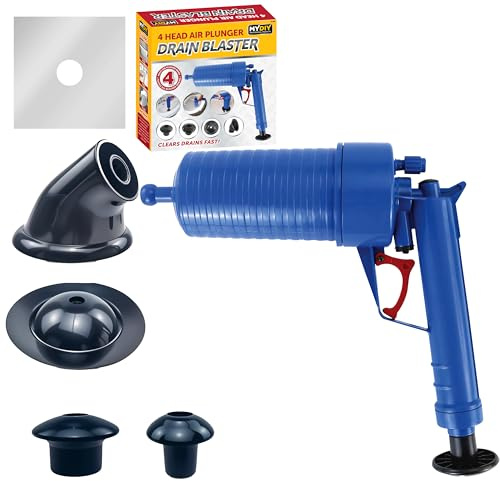 My DIY Toilet Plunger Multi Drain Air Plunger Kitchen Sink Plunger Unblocker High Pressure Air Plunger Drain Blaster Gun Plunger for Toilets Sink Bathroom Shower Kitchen Pipe Floor Drain Sewer (Blue)