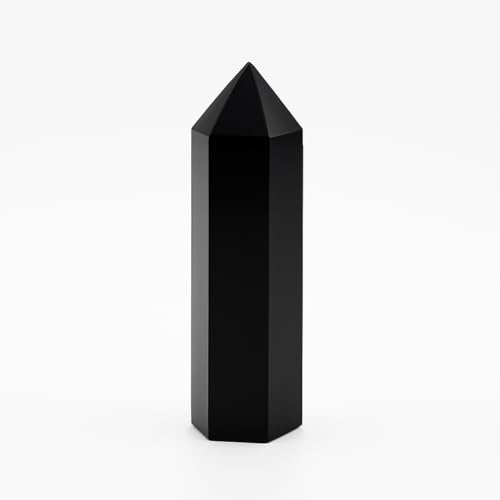 Pandiui23 Stentorn, obsidian kristallstav, naturlig obsidian hexagon kristallpelare, obsidian sten kristallstavar, obsidian stenar, torn (obsidian, 7–8 cm)