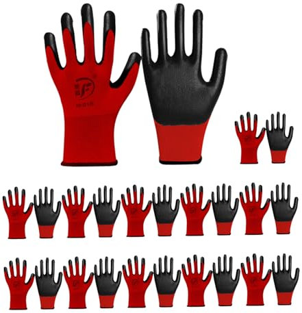Nylon-Nitril-beschichtete Gartenhandschuhe, Touchscreen-Gartenhandschuhe, atmungsaktive Sicherheitsarbeitshandschuhe, Gartenarbeitshandschuhe mit Griff, 12 Paar Gartenhandschuhe mit Krallen, Arbeitsha
