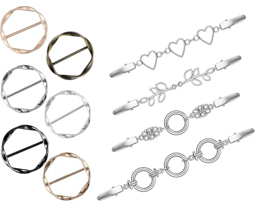 CLKE 10 Stück Schal Ring Clip und Vintage Cardigan Clips Set für Frauen Mädchen Kleidung Eckknopf Kleid Hut Gürtel Schal Dekor Clip Frauen Pullover Clips Brosche Antik Schal Clips Strickjacke Clips