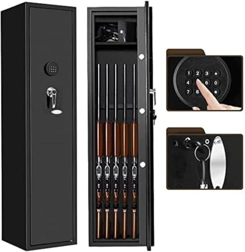 Safe Box, Fireproof Waterproof Safe Cabinet Safes 4 Rifle Gun Safe, Electronic Rifle safe for Home，Upgraded 4 Long Gun Safe cabinet for Rifle Shotgun and Pistol,Quick Access Rifles Gun Rifle