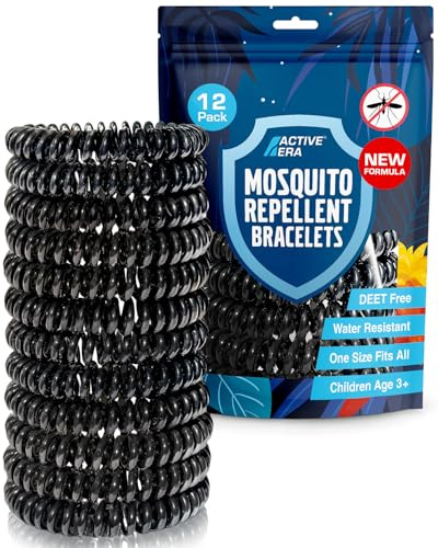 Active Era Mosquito Repellent Bracelet [12 Pack], Insect, Midge & Mosquito Bands - Powerful DEET Free Formula - Waterproof with 250 Hours / 10 Days of Protection for Adults and Kids 3+