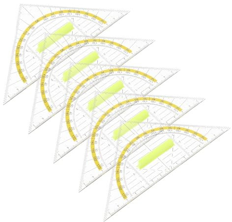 CAXUSD 5stücke Multifunktionales Kunststoff-winkelmesser Zeichendreieck Lineal Zum Zeichnen Und Messen Leicht Und Tragbar Geeignet Für Schüler Künstler Designer Und Büroanwender