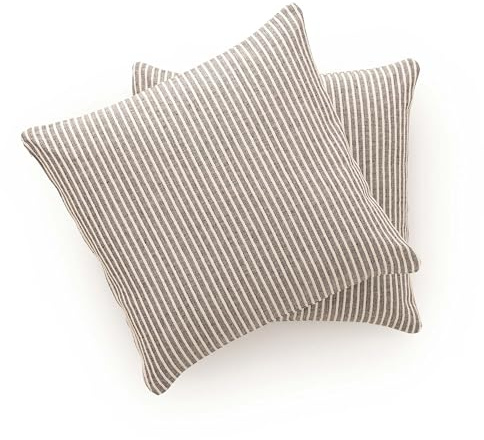 GAMUSI Juego 2 Cojines Sofa, Funda cojin 45x45 cm - Fundas de cojín Decorativas con Cierre Cremallera a Rayas Interior Exterior, Color Negro