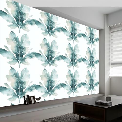 Papier Peint Intissé Feuilles de Bananier Aquarelles Élégantes 400 x 280 cm (L x H), Murale Poster Tableaux Muraux Tapisserie Papier peint Photo Texture Vieillie pour Salon Chambre de Enfants Fond TV