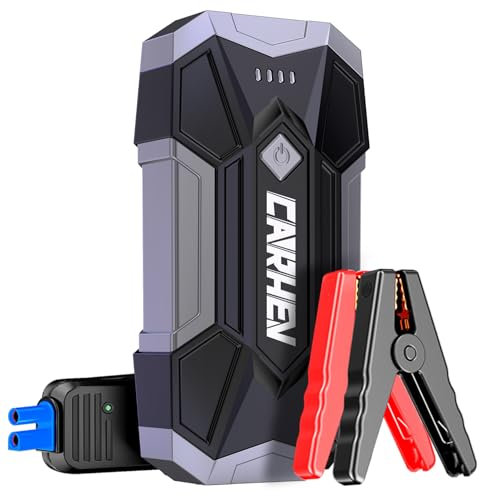 CARHEV Starthilfe Powerbank für Pkw, 4500A Starter Powerbank (Bis Zu 8,0L Benzin Oder 8,0L Diesel), 12V Booster Auto Starthilfe mit LED, Jump Starter mit Starthilfekabel und 2 USB Ausgänge