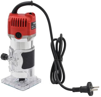 Kantenfräse 800W, Höhenverstellbar Fräsmaschine mit Gerader Kantenführung, Schneidedurchmesser 6.35mm, 30000r/min Standbohrmaschine, Kantenfräse für Holzbearbeitung