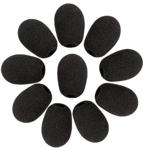 HABNI 10 Stück Bienenkorb-Mikrofon Windschutz, Schaumstoff-Mikrofonabdeckung Für Kopfhörer (8×22×30Mm) - Pop-Schutz, Rauschunterdrückung, Schwarz