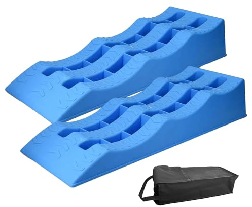 Wheel Chocks for Car - 2PC Heavy Blocks, Lightweight Leveling Ramps | Heavy Duty Levellers with Non-Slip Base, Multifunctional Travel Trailer Accessories for