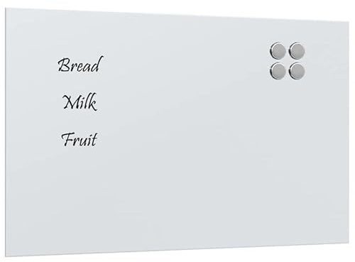 Lavagna magnetica a parete bianca, 80 x 50 cm, in vetro temperato, per ufficio e scuola, durevole e resistente ai graffi, perfetta per appunti e presentazioni