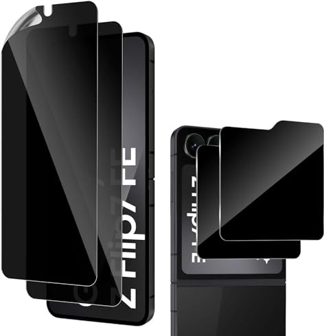 Yenwen Sichtschutzfolie für Samsung Galaxy Z Flip 6/7 Fe für Panzerglas, 2+2 Stück Sichtschutz, 9H Härte Privacy Schutzfolie Folie Anti Spy Blickschutzfolie für Samsung Z Flip6 / Z Flip7 Fe