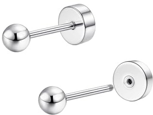 STJARNA Titan Ohrstecker 2mm 3mm 4mm Kugel Ohrringe mit Flachem Schraubverschluss Damen Herren