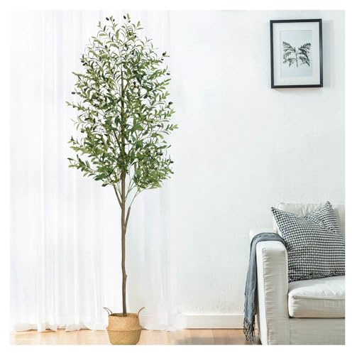 SJWJWOO Faux Olivier Interieur avec Pot, Fausse Plante Exterieur Faux Olivier pour Maison Bureau Hôtel Centres